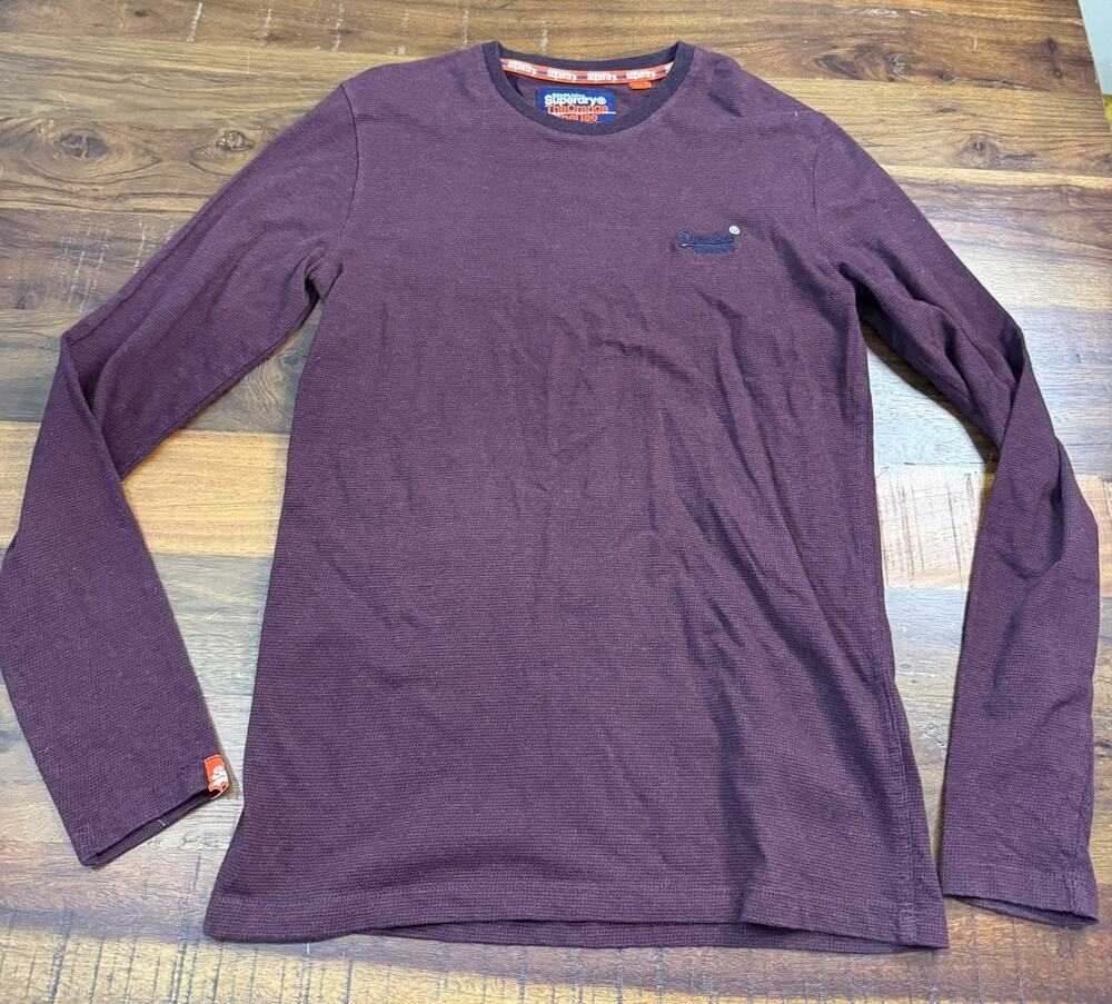 SUPERDRY T-Shirt - Superdry ORANGE LABEL Long Sleeve Top - Purple Small